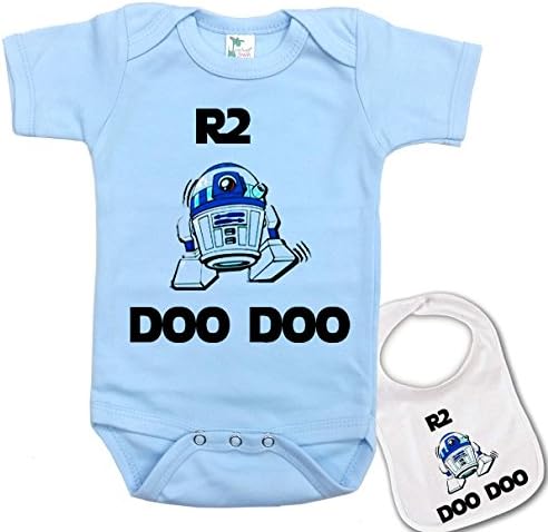 " R2 Doo Doo " Custom Printed Star Wars Baby bodysuit onesie & Matching bib Set