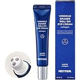PRETTYSKIN Roll on Eye Cream with Hydrolyzed Collagen and Stainless Steel ball Tip- Under Eye Roller Cream for Elasticity Wrinkles Puffiness Fine Lines-Korean eye cream 30ml/1.01fl.oz.(Collagen)