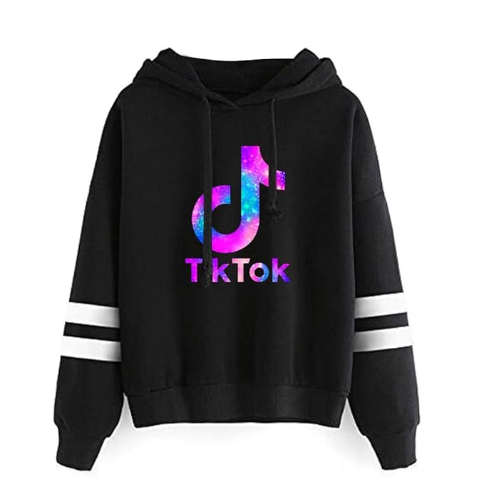 NXCVN Fashion TIK TOK Striped Long Sleeve Hoodie Pullover Sweatshirt