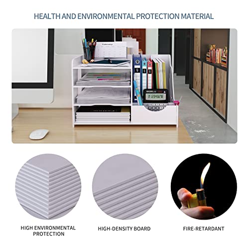 Natwind 4Tier Office White Desktop Organizer Paper File Rack with