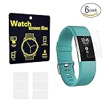 Fitbit Charge 2 Screen Protector (6-Pack), Ztotop Full Coverage Screen Protector for Fitbit Charge 2 HD Clear Anti-Bubble Film