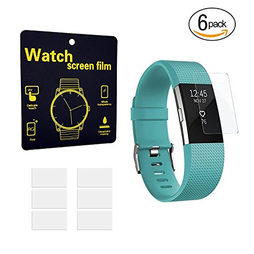 Fitbit Charge 2 Screen Protector (6-Pack), Ztotop Full Coverage Screen Protector for Fitbit Charge 2 HD Clear