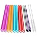 Angled Tips 10 Pieces Reusable Boba Straws and Smoothie Straws, 8 Pieces Reusable Plastic Straws and 2 Pieces Rainbow Stainless Steel Metal Straws with 2 Cleaning Brushes and 1 Straw Case, BPA Free