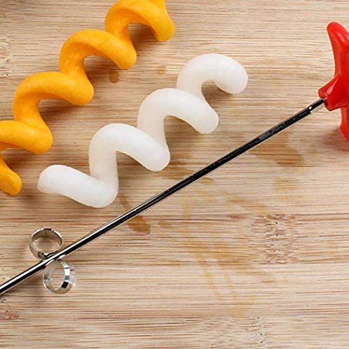 KABB Vegetables Carving Tool Potato Carrot Cucumber Salad Chopper Manual Screw Slicer Cutter Spiralizer, Red - Thumbnail 3