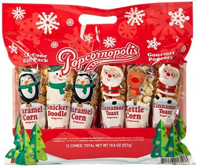 Popcornopolis Gourmet Popcorn Snacks, Holiday12 Cone Variety Snack ...