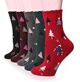 Velice Women's Hight Quality Thicked Wool Warm Winter Socks 5-Pairs Mix Colors (Christmas tree)
