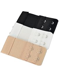 Extensor para brasier   pistha 3 Pcs elástico lencería extensores 2-hooks 2 filas Extension Correa en tres colores diferentes (Negro, Blanco y Nude)