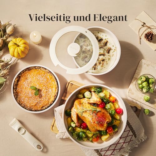Redchef Pan Set, 16-Piece Non-Stick Ceramic Cookware Set with Removable Handles, Pan 20/26 cm, Deep Frying Pan 26 cm, Pot 18/20 cm, Stackable Pot Set for All Hobs, Oven Safe