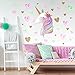 SONG'S IDEA Large Size Unicorn Wall Decal,2Packs，Unicorn Wall Sticker Decor with Hearts and Stars for Girls Rooms Baby Nursery