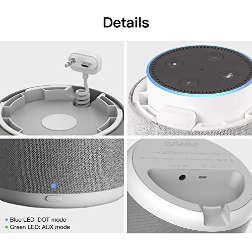 GGMM D6 Portable Speaker for Amazon Echo Dot 2nd Generation, 20W Powerful True 360 Alexa Speakers (DOT SOLD SEPARATELY)