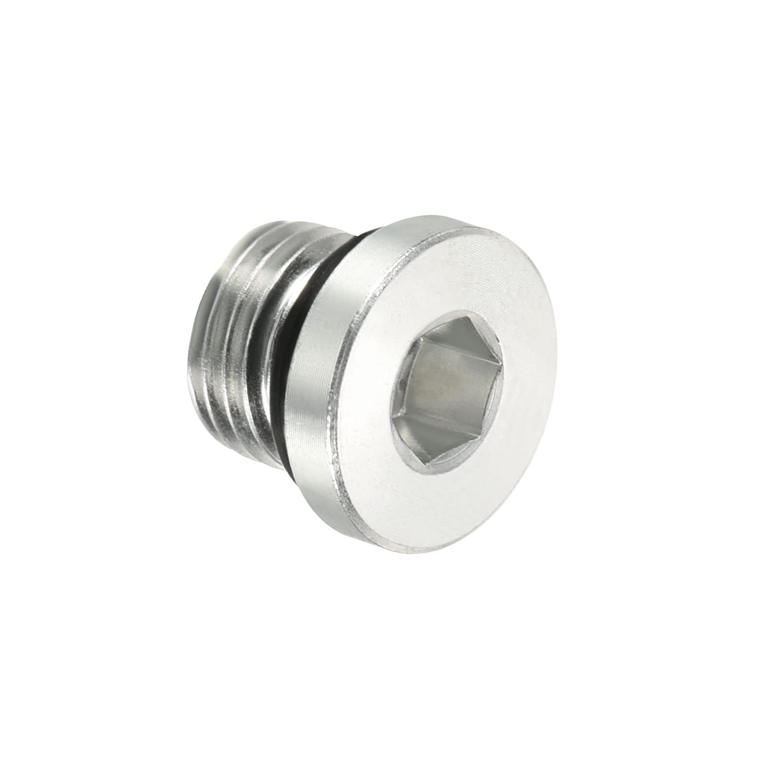 PATIKIL 3/8-24UNF Internal Hex Head Pipe Fitting Plug, Male Thread 45# Steel Socket Plug with Sealing Ring for Terminate Pipe Ends