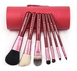 ZOREYA 7 Piece Makeup Brush Set with Luxury Makeup Brushes and Exclusive Brush Holder (RED)