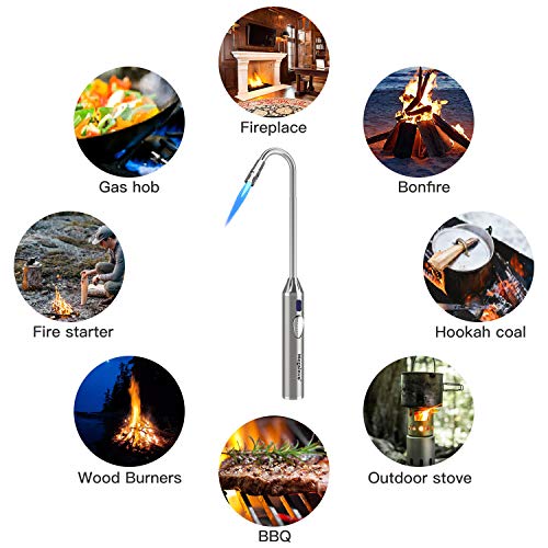 Torch Lighter Butane Gas Lighter Jet Flame Flexible Long Neck Refillable Fire Lighter for Grill Gas Hob Stove Oven Wood Fireplace BBQ Camping Gas Fire Pit Fire Pot Metal Lighter(Butane Not Included) - Thumbnail 6