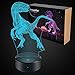 Dinosaur Night Light for Kids-3D Dinosaur Lamp 7 Colors Optical Illusion Touch & Remote Control with 2 Acrylic Flats Best Christmas Birthday New Year Gifts for Boys Girls Kids Baby (2 Dinosaurs)