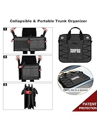 Organizador para maletero de coche, plegable, portátil, multicompartimentos, almacenamiento de carga con correas, correas y tiras inferiores antideslizantes para evitar deslizamientos