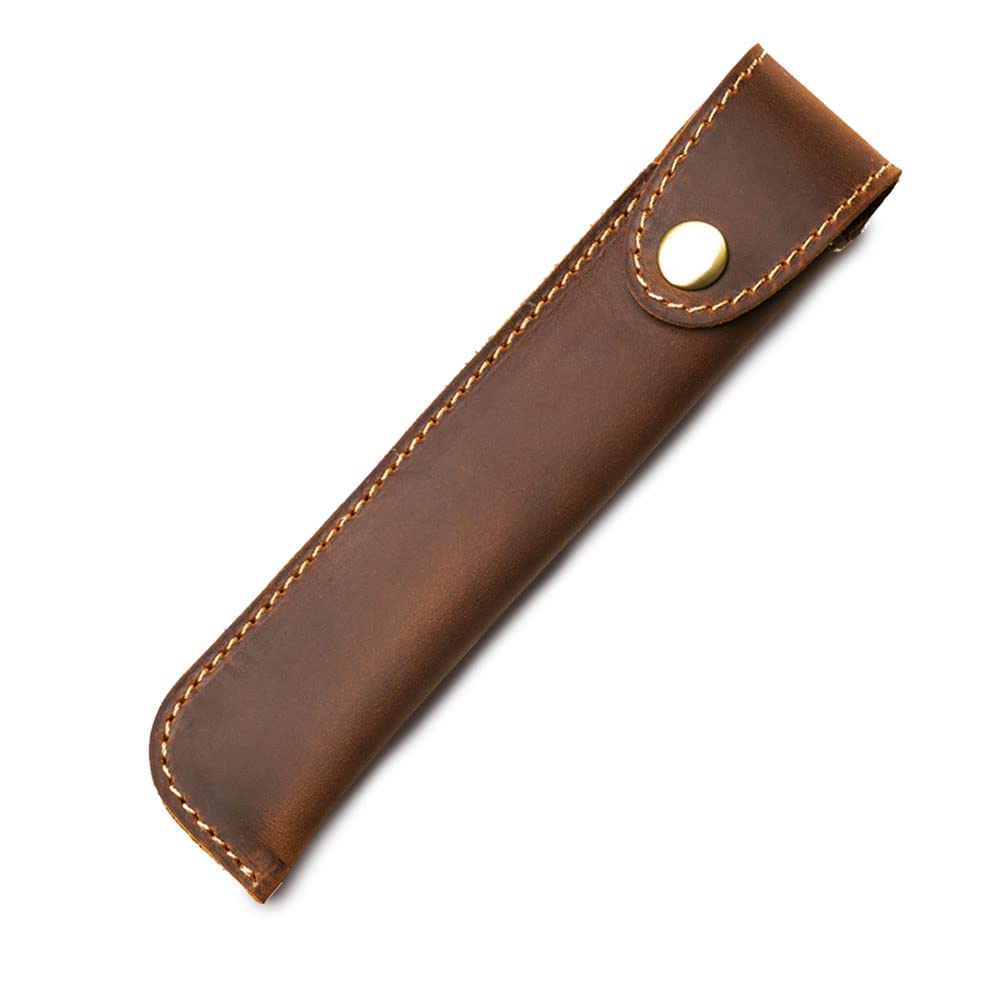 Kaizuca Leather Pen Case Holder, Protective Pen Case, Fountain Pen Holder Case, with Metal Button, Genuine Leather Handmade, Portable, for Stylus Touch Pen, Ballpoint Pen, Pencils (Brown) — image 1