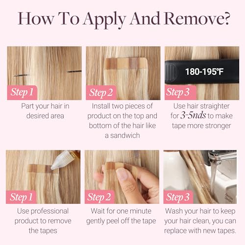 GOO GOO Adhesive Hair Extensions Natural Hair, 50 cm 20pcs 50 g Walnut Brown to Ash Brown and Whitish Blonde Hair Extensions, Remy Hair Extensions Natural Real Human Hair