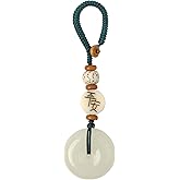 Mansiyuyee Lucky Donut Good Luck Keychain for Women with Openable Knot, Handmade Jade Lucky Charms Meaning Safe and Good Luck