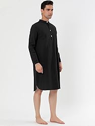 Lars Amadeus Men's Black Nightshirt Sleep Shirt