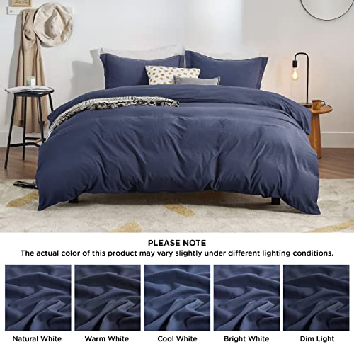 Bedsure Navy Duvet Cover Queen Size Soft Prewashed Queen Duvet Cover