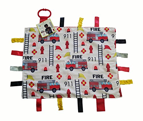 Sensory Baby Tag Blanket, Fire Fighter, Fire Rescue Squad Blanket 14x18 Lovey ...