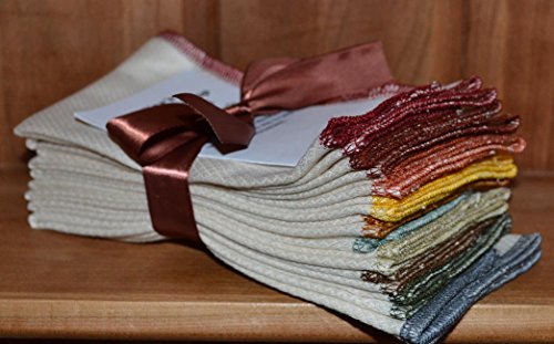 NEW Large Unbleached Paperless Towels, 1-Ply, Made from Natural Unbleached Cotton Birdseye Fabric - 14x14 inches Set of 10 in Earthtones