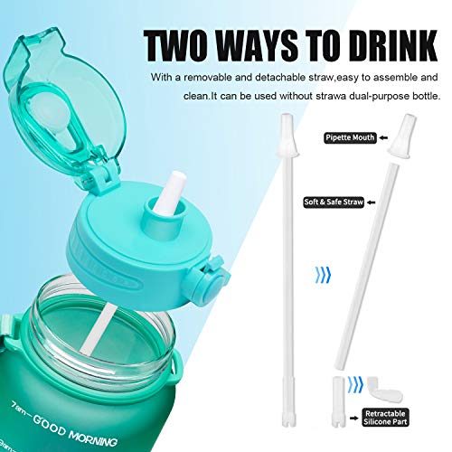 Giotto Large Half Gallon/64oz Motivational Water Bottle with Time Marker & Straw,Leakproof Tritan BPA Free Water Jug… - Image 4