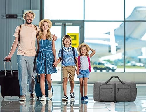 Duffel Bag 60L Packable Duffle Bag with Shoes Compartment Unisex Grey Travel Bag Water-Resistant Duffle Bag 6 Duffel Bag 60L Packable Duffle Bag with Shoes Compartment Unisex Grey Travel Bag Water-Resistant Duffle Bag
