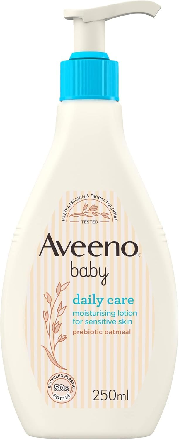 Aveeno Baby Daily Care Moisturising Lotion (1 x 250ml), Fast-Absorbing Face and Body Baby Lotion with Prebiotic Colloidal Oatmeal, Protects & Moisturises Skin For 24 Hours, For Sensitive Skin