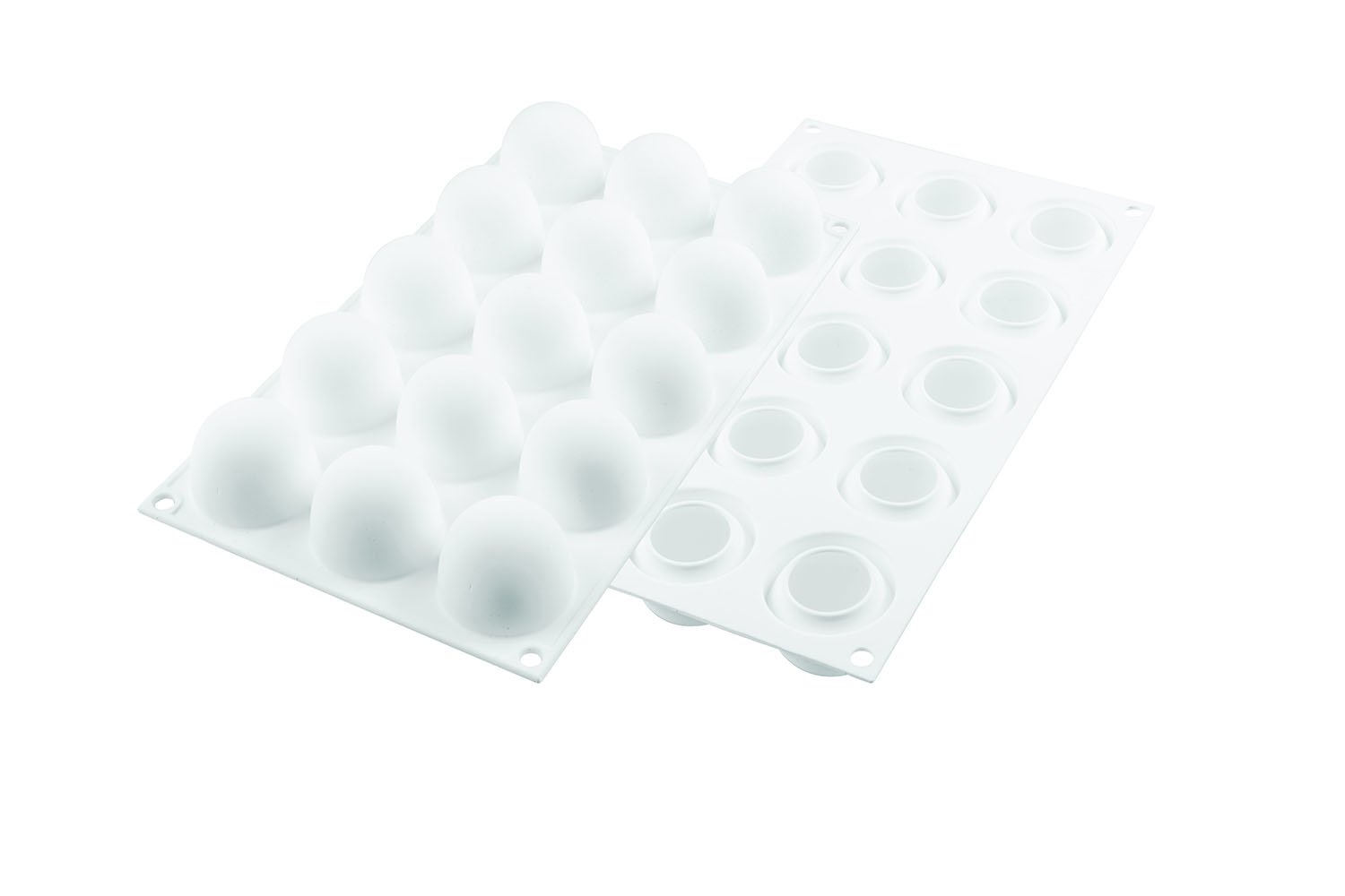 Silikomart White Silicone Truffle Preparation Mold, 40ml - 15 Pieces, Dome with Flat Bottom, Non-stick, Italian Made, Durable for 3000 Uses, Dishwasher Safe