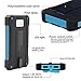 YOUNGFLY Dual 20000mAh Solar Charger Sunpower Panel Power Bank Waterproof, Dust-Proof and Shock-Resistant Led Light, With Compass + USB Cable + Hook (Blue)