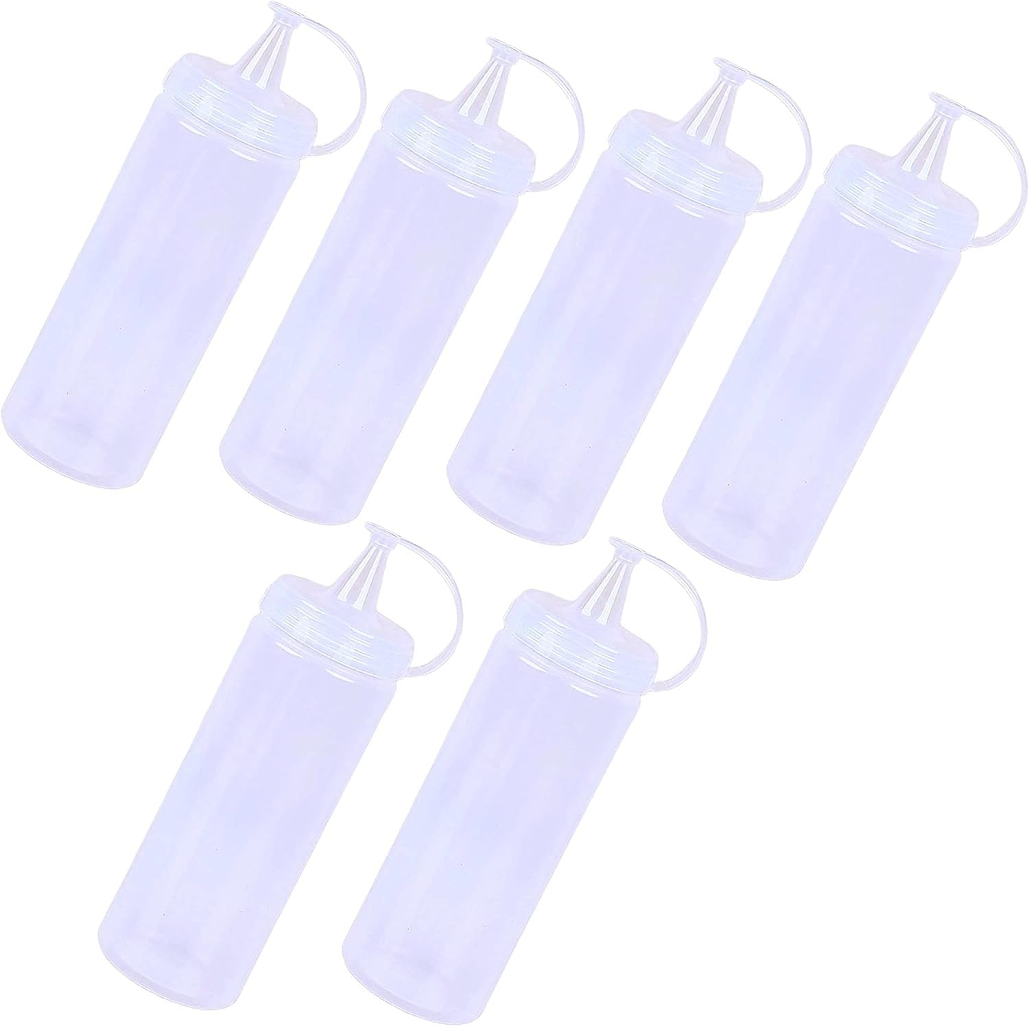 4All 14oz Squeezy Sauce Bottle With Lid BPA Free Reusable Plastic Bottle for Home And Restaurants Leakproof Squeeze Condiment Dispenser for Sauces, Beverages And Mayonnaise 400ml (Pack of 6)