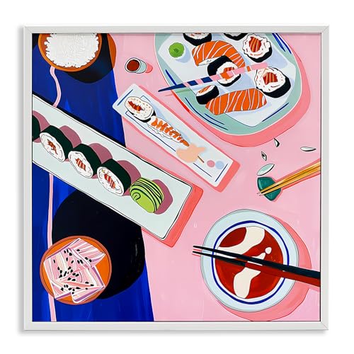 Stupell Industries Vibrant Sushi Me Platter White Framed Giclee Art design by W…