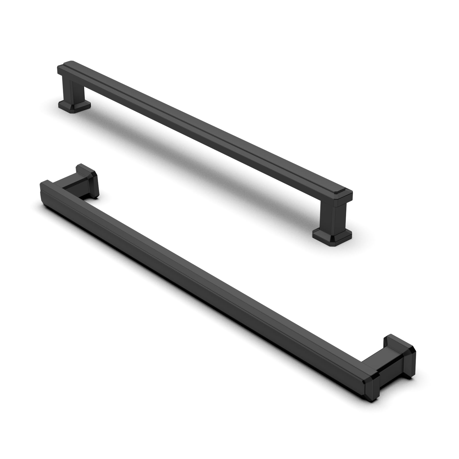 FURNIWARE 10 Pack Matt Black Cabinet Handles, Drawer Pulls 192mm(7.6 Inch) Hole Center, Hardware Modern Kitchen Cabinet Door Handles, for Kitchen, Bathroom, Wardrobe Cabinets Cupboard