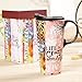 Topadorn Ceramic Travel Mug with Sealed Lid Coffee Cup Latte Mug for Home and Office Gift Box (Life is crazy wonderful)