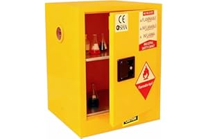GENERIC 16 Gallon Flammable Storage Cabinet 18"x18"x23", Galvanized Steel, Flammable Safety Cabinet with Adjustable Shelf, for Industrial and Home Use, Yellow