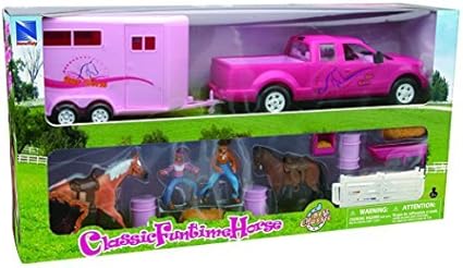pink truck and horse trailer toy