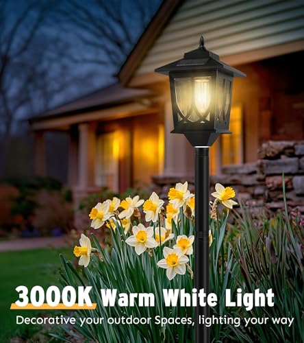Joyoowild 63" Solar Lamp Post Light 2 Pack, Solar Light Posts for Outside Waterproof, Outdoor Lamps for Patio, Backyard, Front Porch Decor, Warm White, Replaceable Bulb