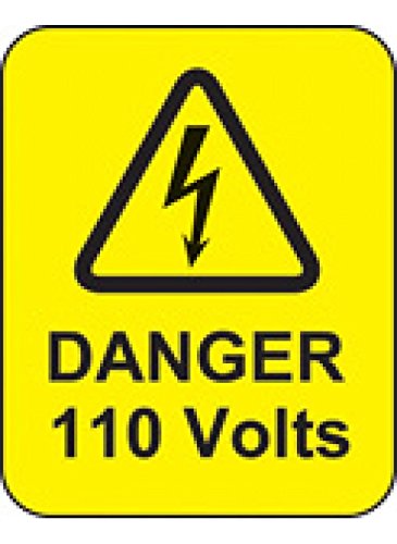 Caledonia Signs 59769 Danger 110 Volts Label, 40 mm x 50 mm (Pack of 100)