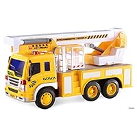 Memtes Friction Powered Hoist Bucket Construction Cherry Picker Lift Truck Toy with Lights and Sounds for Kids