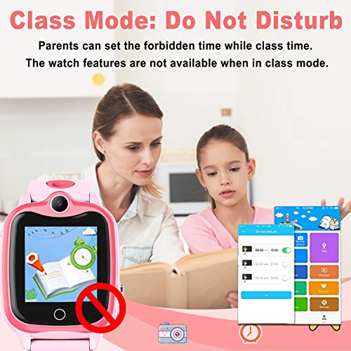 [SIM Card Included] Kids Smartwatch with GPS Tracker, Waterproof Smart Watch for Kids Boys Girls Age 3-12 Year Old, SOS Alarm Clock Digital Wrist Watch Phone Holiday Birthday Gift (Pink) - Thumbnail 6