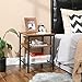 VASAGLE ALINRU End Table, Side Table, Nightstand with 3 Shelves, Bedside Table, Bedroom, Living Room, Simple Assembly, Mesh Shelf, Metal, Industrial Design, Rustic Brown ULET47BX