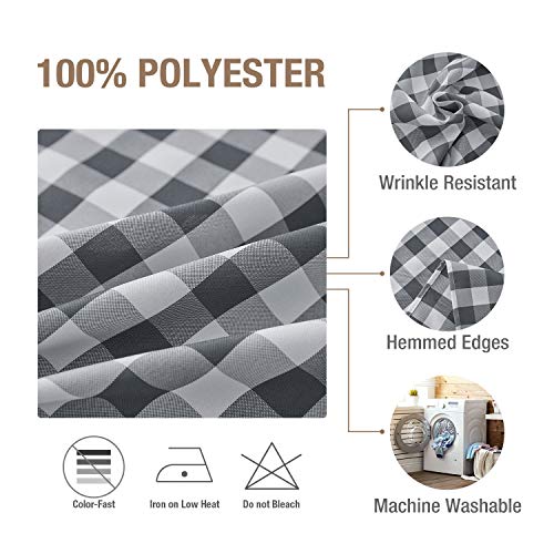 VEEYOO Polyester Checkered Cloth Napkins Set of 12 Pieces Buffalo Plaid Napkins Hemmed Edges Washable Gingham Oversized Dinner Napkins Stain Resistant Table Napkins (17x17 inch, White & Grey Napkins)