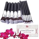Professional Kabuki Makeup Brushes Set - 10 Pc Cosmetic Foundation Make up kit - Beauty Blending for Powder & Cream - Face & Lip Bronzer Concealer Contour Brush - Beauty Bon