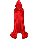 LHJ Unisex Full Length Hooded Robe Cloak Long Velvet Cape Cosplay Costume