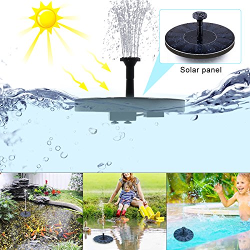 Solar Bird Bath Fountain Pump, TOMONOLO Upgrade 1.4W Solar Powered Fountain Free Standing Solar Panel Kit Watering Pumps Outdoor Submersible Pump for Pond, Pool, Garden, Aquarium