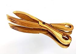 Blue Bright Wood Salad Teak Tong Wooden Scissor