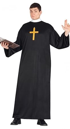 Herren Kostüm Priester inkl. Kreuz Pastor Geistlicher Pfarrer Verkleidung Karneval, Größe:L