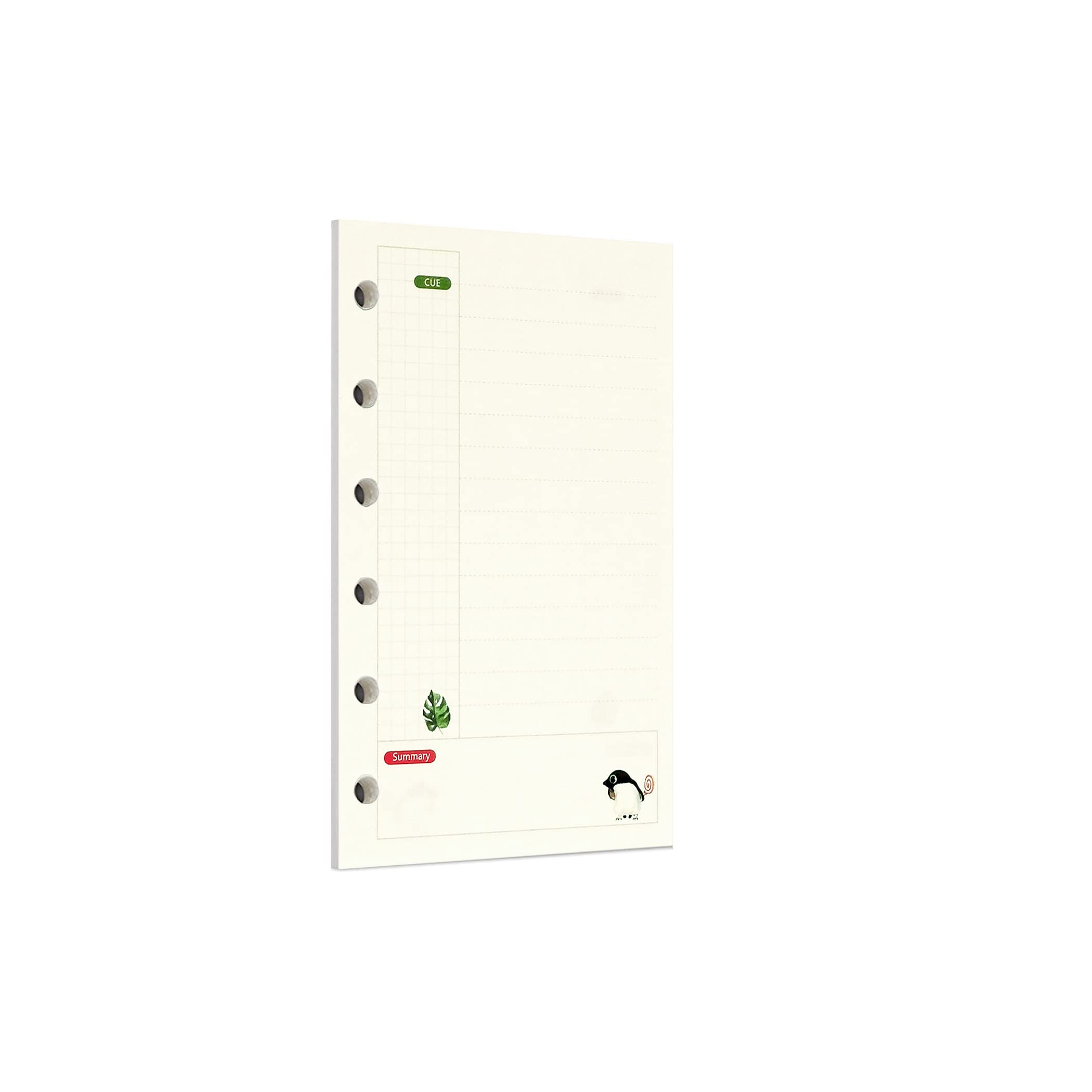 Zelten 45 Sheets 90 Pages Colorful Loose Leaf Punched Paper Refills Paper for 6 Hole Binder Personal Organizer Diary Notebook Refillable Planner (A7, Rainforest Connell)