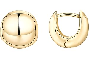 PAVOI 14K Gold Plated Chunky Huggies Earrings for Women - 925 Sterling Silver Posts Small Gold Huggie Hoop Earrings - Ultra Thick Hoops Trendy Jewelry